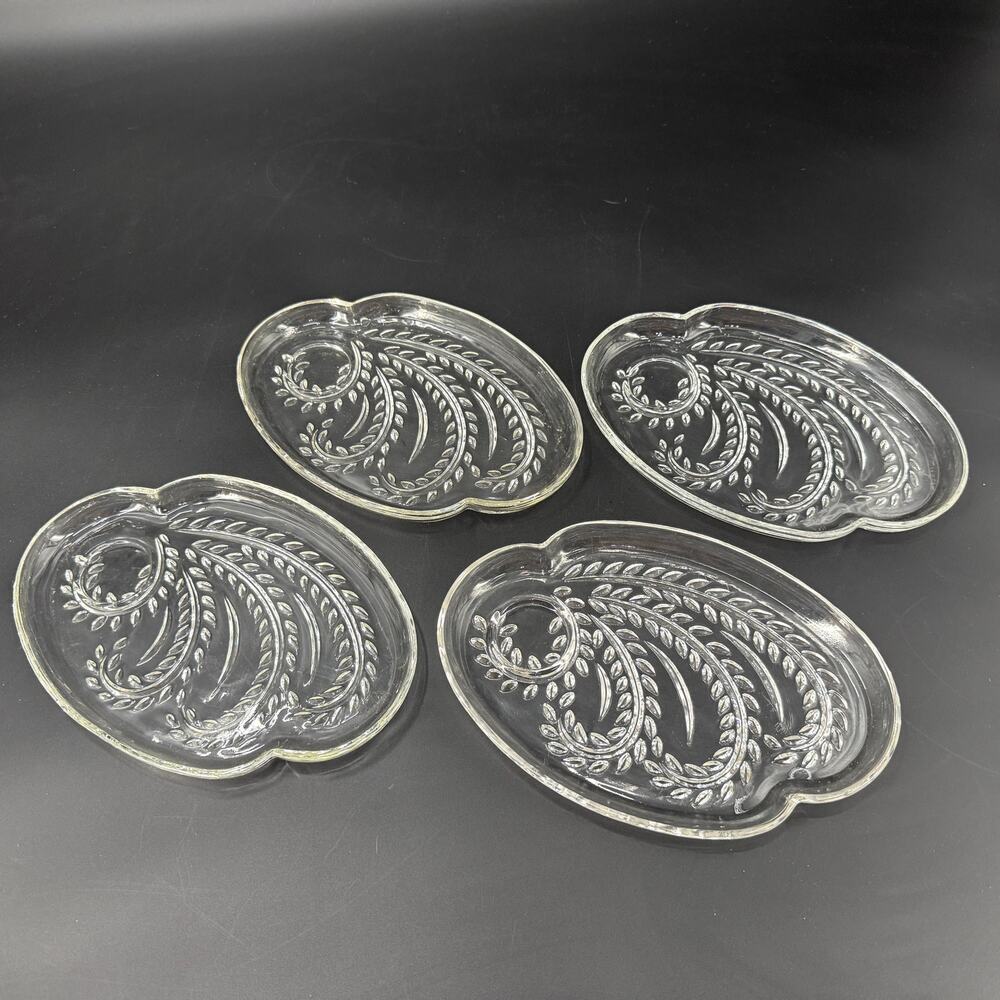 set of 4 vintage Federal Glass Homestead Snack Plates glassware serving dish